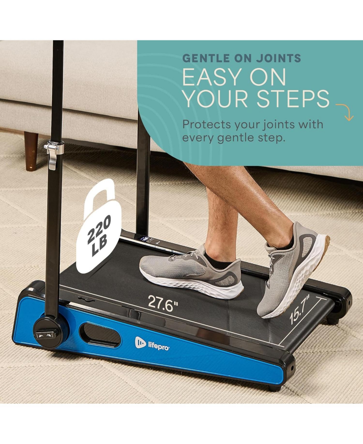LifePro Smallest Portable Mini Walking Pad with Adjustable Handlebar