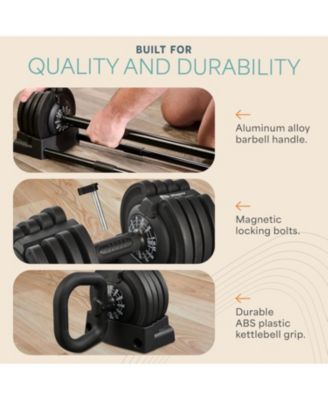 Adjustable Dumbbells Set with Rack - Quick Adjust Weights, Secure Grip, Compact Design for Home Gym - Available in 15lb, 25lb, 43lb, 55lb, and 90lb Options
