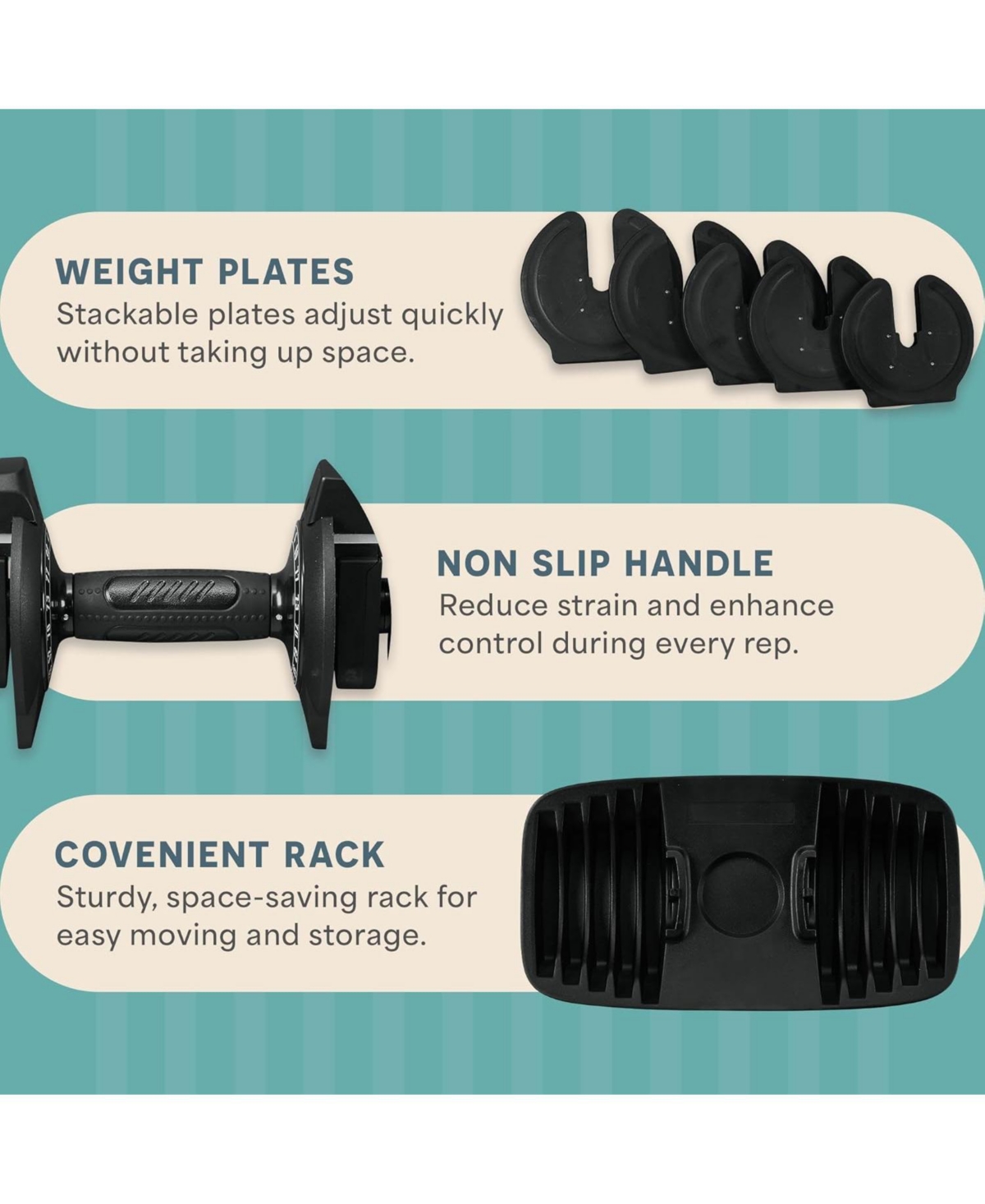 LifePro Single Adjustable Dumbbell – 4lb to 90lb Weight Range, Compact Design for Home Gym, Versatile Fitness Equipment