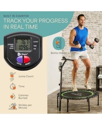 JumpTrack 40” Rebounder Trampoline with Jump Counter – Silent Bungee – 225/350 lb Capacity – Low-Impact Home Exercise