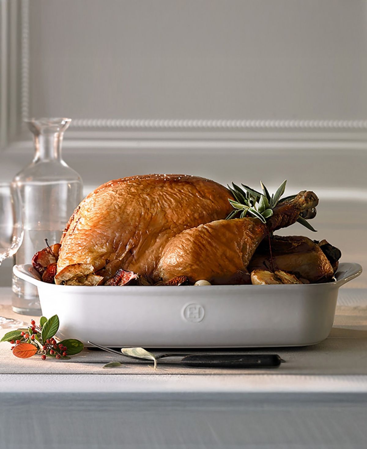 Emile Henry Ceramic Rectangular Baking Dish, 13" X 9" In White