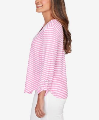Petite Mitered Scallop Stripe Tunic Top