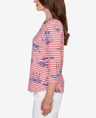 Petite Striped Sailboat Knit Top