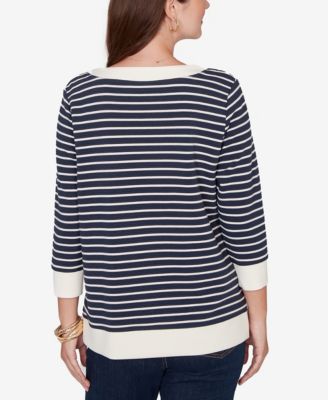 Petite Striped Popover Pocket Top