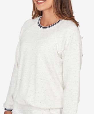 Petite Bubble Hem Fleck Knit Pullover Top