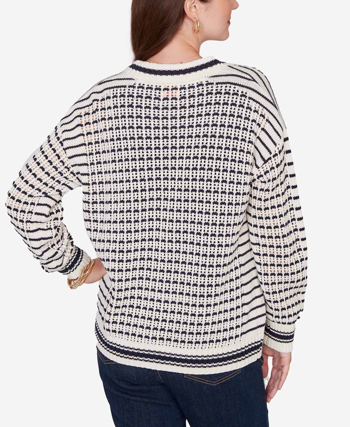 Ruby Rd. Petite Mesh Stitch Zip Sweater Jacket In White