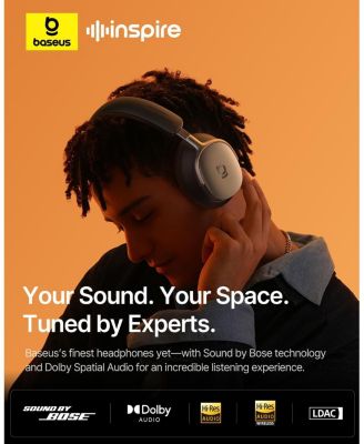 Inspire XH1 Wireless Headphones Bundle with 10,000mAh Power Bank, Adaptive Noise Cancelling, Hi-Res Over-Ear