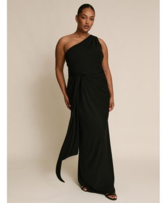 Women's One Shoulder Drape Stretch Bridesmaid Dress