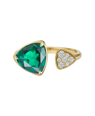 Lab-Grown Emerald (1/2 ct. t.w.) & White Sapphire (1/20 ct. t.w.) Ring in 14k Gold Over Sterling Silver (also in Sapphire & Ruby)