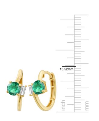 Lab-Grown Emerald (3/4 ct. t.w.) & White Sapphire (1/6 ct. t.w.) Earring in 14k Gold Over Sterling Silver (also in Ruby & Sapphire)