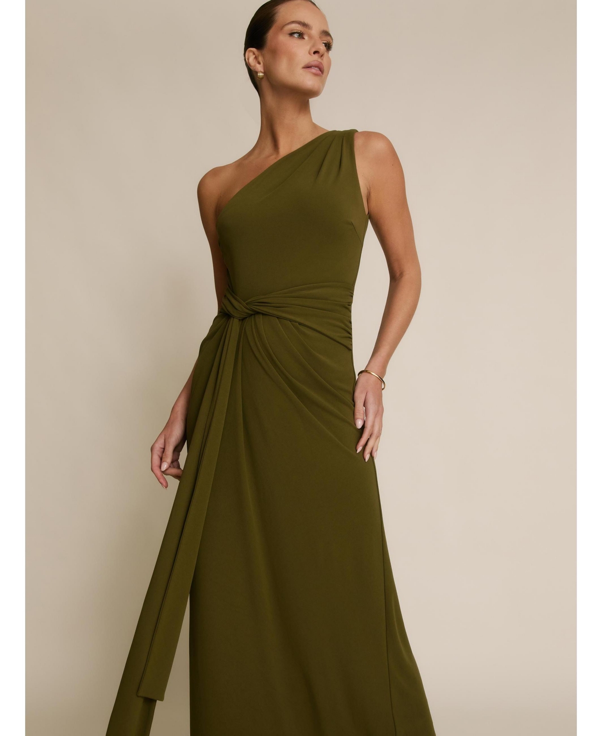 Six Stories Women's One Shoulder Drape Stretch Bridesmaid Dress