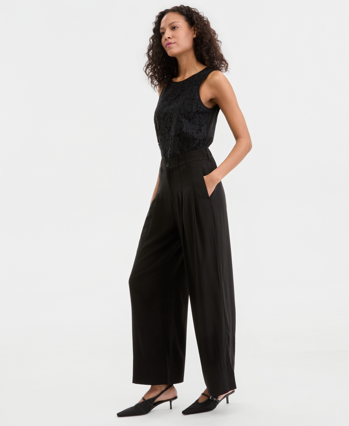 Liverpool Los Angeles Women's High-Rise Pleated Wide-Leg Pants