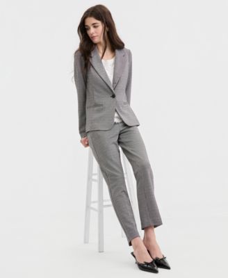 Women's Notch Collar Fitted Blazer, Sleeveless Lace Knit Top & Kayla Straight Leg Pants 