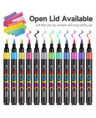 24 Vivid Colors Acrylic Paint Markers, Professional-Grade Paint Pen for Rock Painting, Canvas, Glass, Plastic, Fabric and Eggs