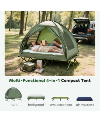2 Person Foldable Camping Cot with Tent, Bedspread, Air Mattress