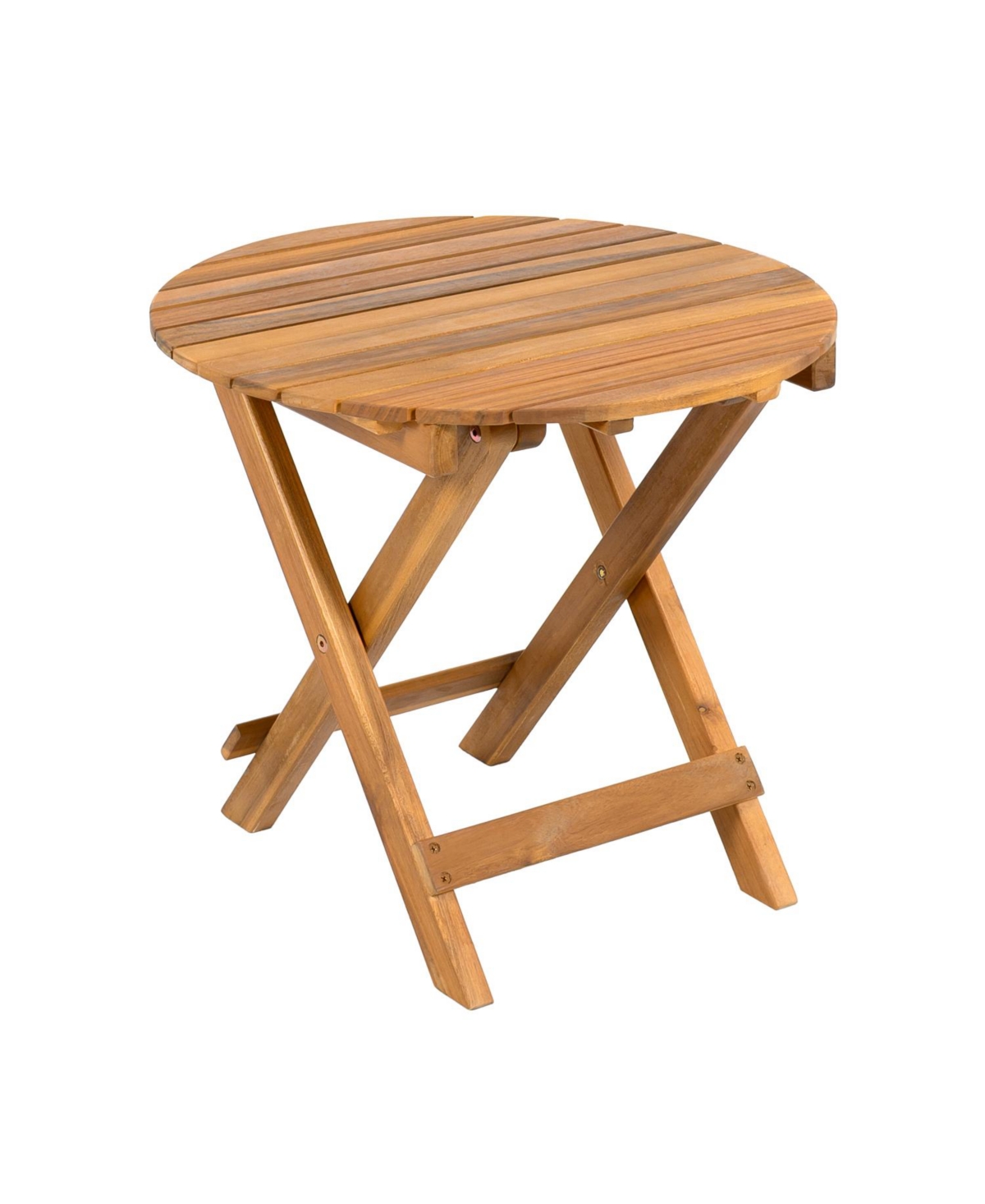 Streamdale Furniture Foldable Acacia Wood End Table - Adjustable & Sturdy