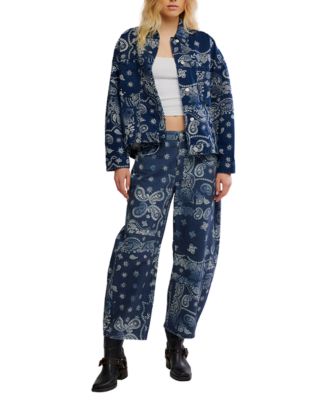 Women's Opal Swing Printed Denim Button-Front Jacket
