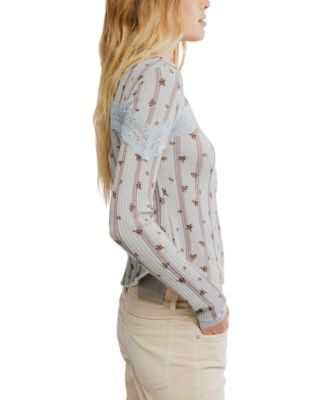 Women's Lets Party Cardi-Print Square Neck Top