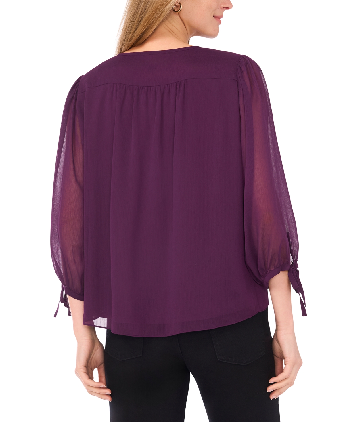 Sam & Jess Women's Crewneck Tie-sleeve Top In Purple