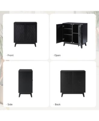 Tobias Midcentury 30"Tall 2 Door Accent Cabinet with Solid Wood Legs