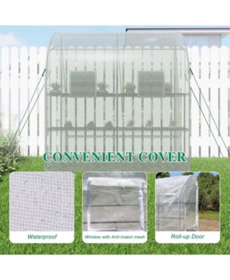 Walk-In Portable Greenhouse with Two Zipper Doors, 6.3ft x 3.3ft x 7.2ft