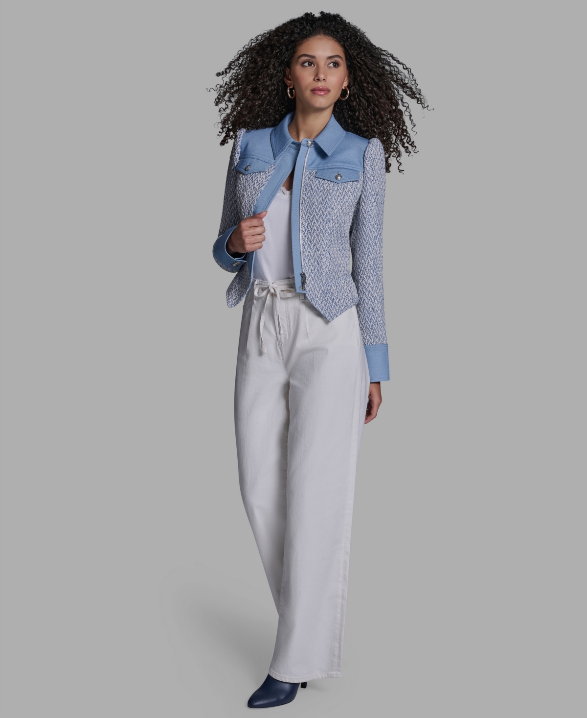 Bcbg Women's Chambray Collared Long-Sleeve Jacket