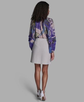 Women's Button Detail Pleated Mini Skirt