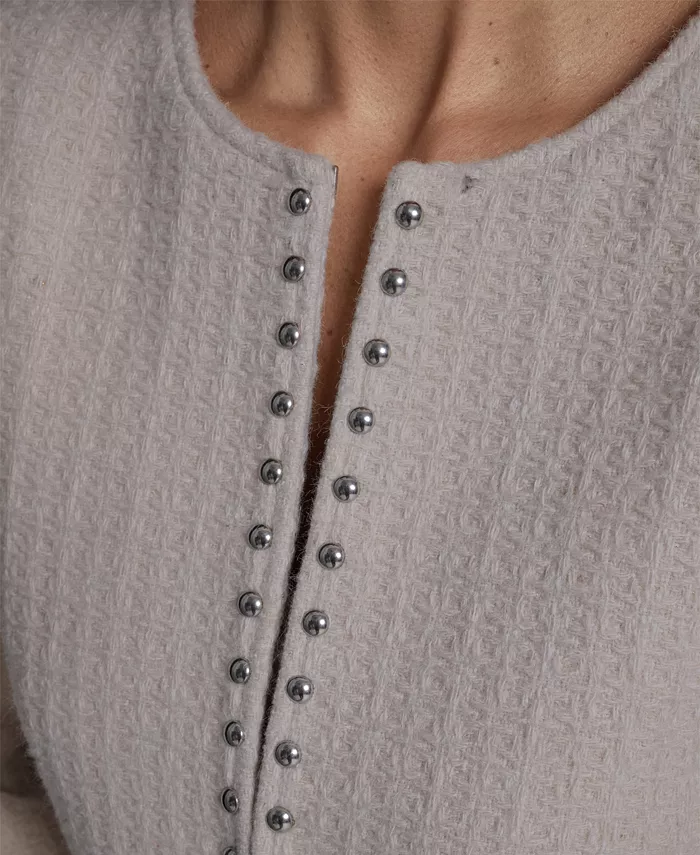 Women's Textured Stud Trim Long-Sleeve Jacket - thumbnail 4