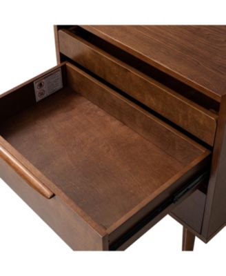 Mid-century Lisa 3-Drawer Nightstand with Solid Wood Legs