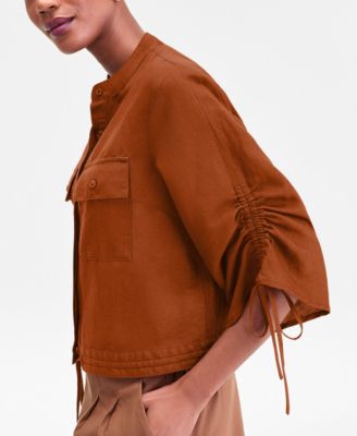 Women's 3/4 Sleeve Button Front Chambray Blouse