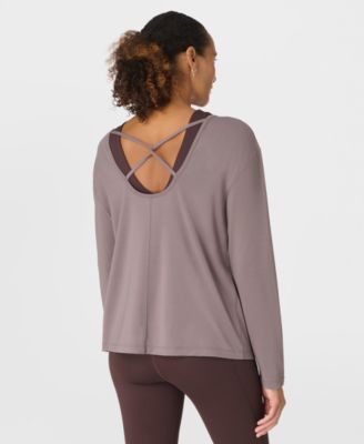 Women's Soft Flow Strappy Back Boxy Long-Sleeve Top