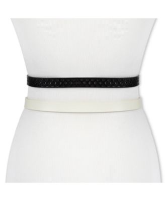 Women's 2-Pack Perforated and Reversible Skinny Casual Belt Set