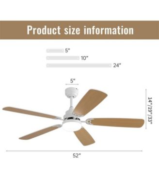 52-inch Modern White 5 blades Three-color Dimmable Ceiling Fan LED Light with Six-speed Remote Control and Timing Function
