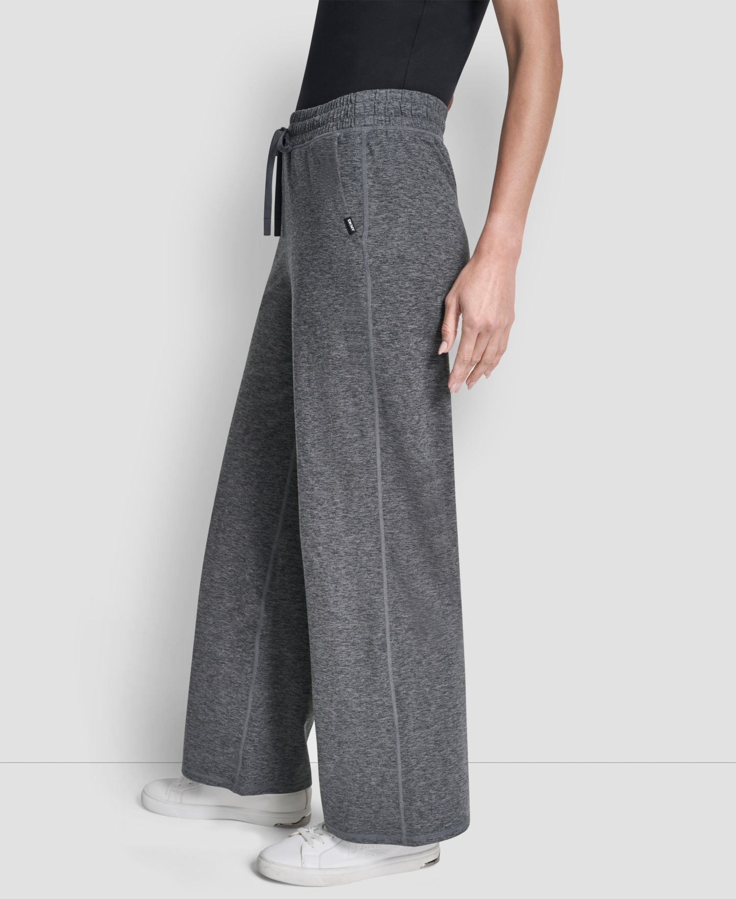 Женские брюки DKNY Spacedye Regular-Fit Wide-Leg, цвет: Чёрный — фото 2