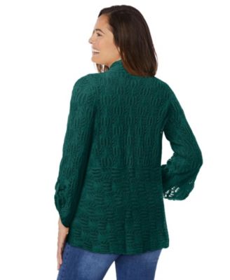 Plus Size Open Front Pointelle Cardigan