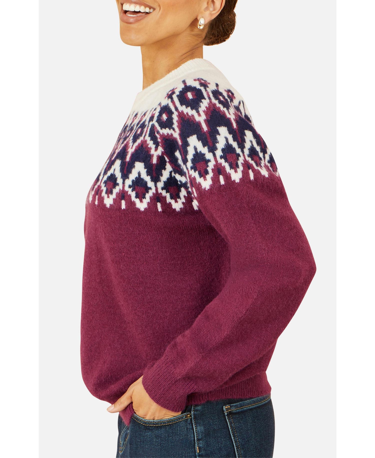 Women's Fair Isle Relaxed Fit Knitted Sweater