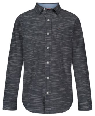 Boys' 8-20 Texture Woven Long-Sleeve Shirt