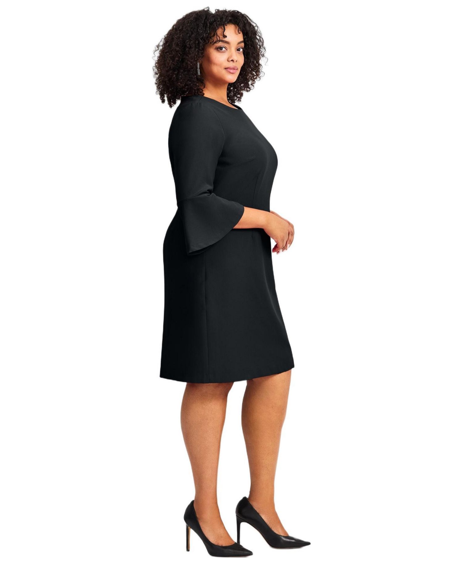 Women's Plus Size Cool Hand Bell Sleeve Dress