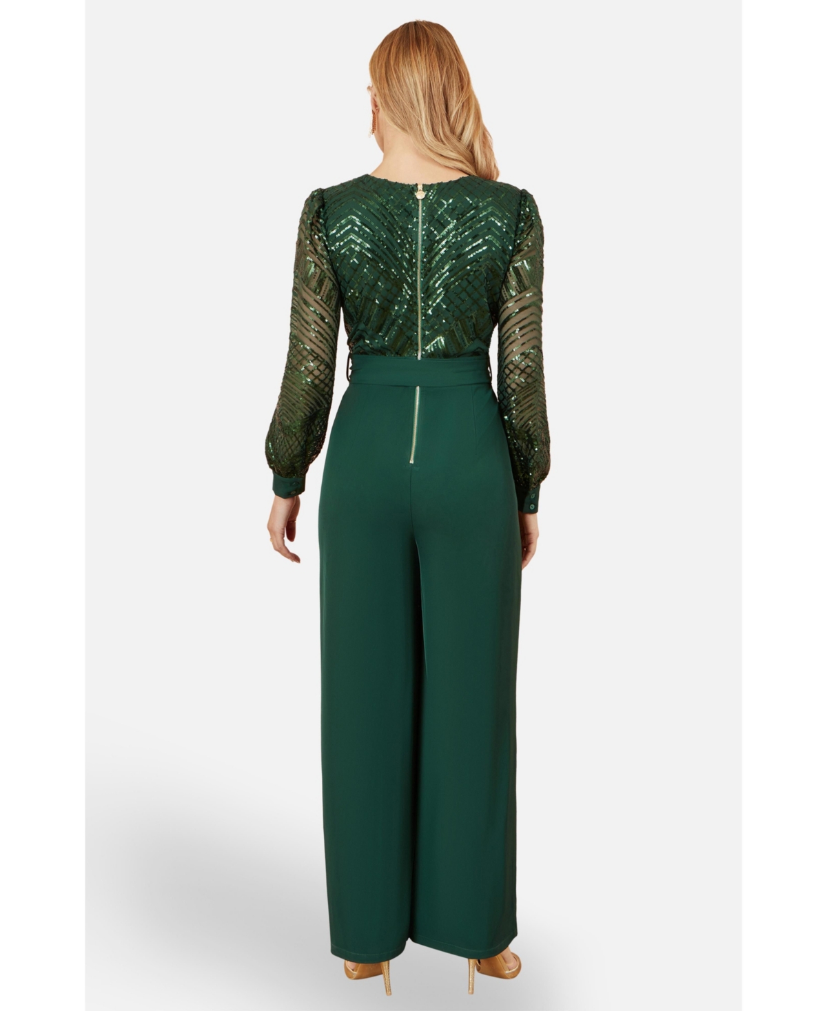 Yumi Women's Sequin Wrap Over Jumpsuit