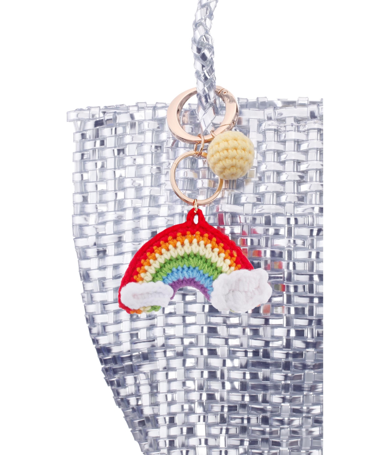 Nina Crochet Rainbow Bag Charm In Black