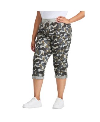 Women's Plus Size Cotton Roll Up Capri