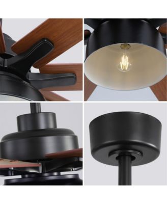 66-inch Modern Black 8-Blade Ceiling Fan with Remote Control and Timing Function