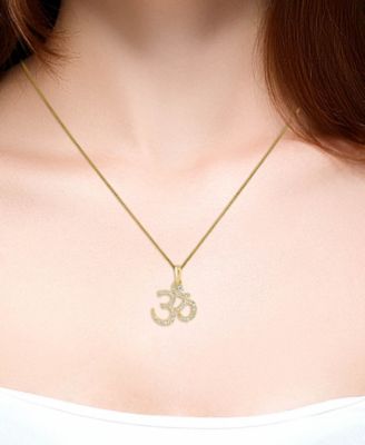 Diamond OM 18" Pendant Necklace (1/6 ct. t.w.) in 14k White or Yellow Gold