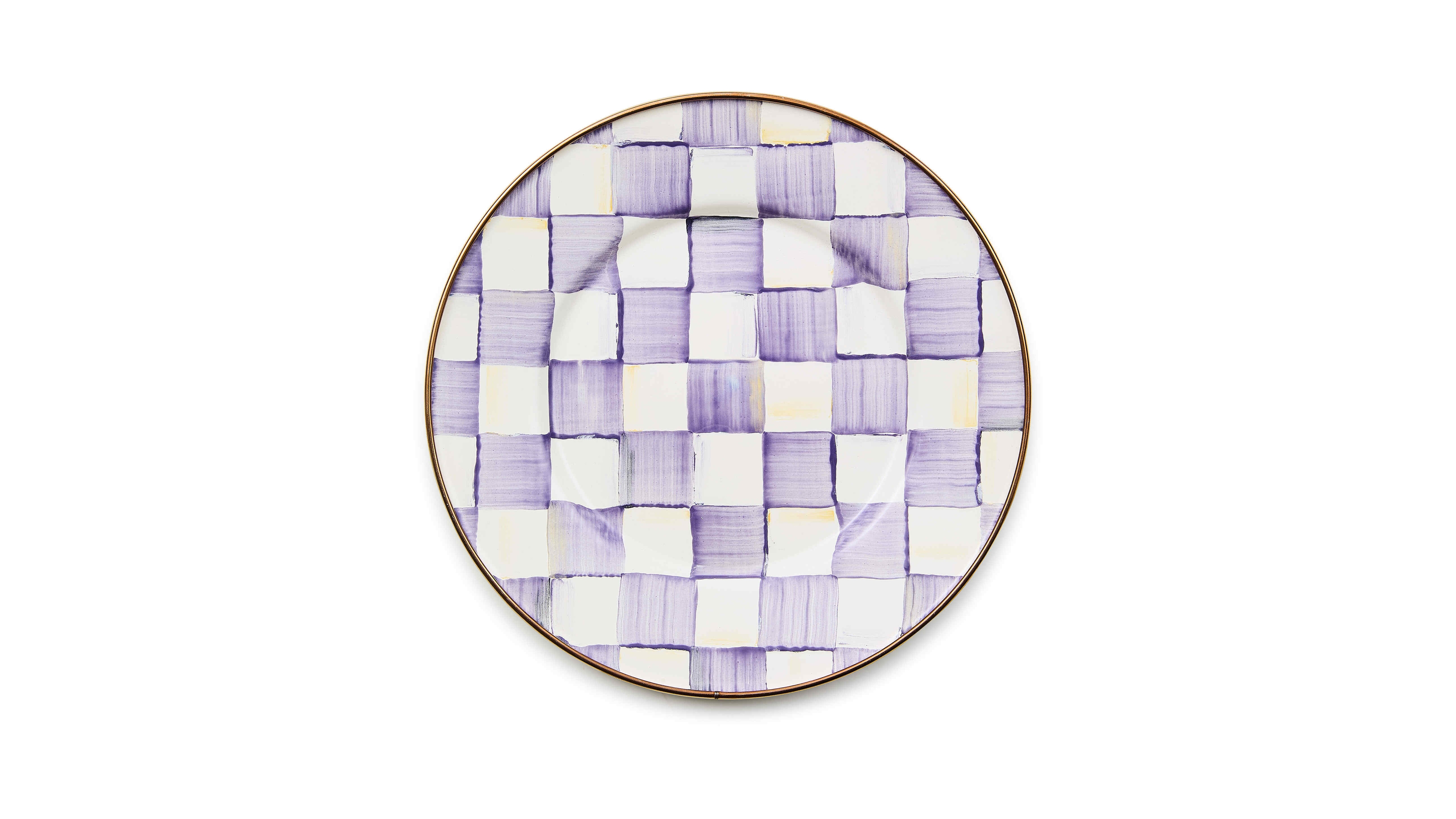 MacKenzie-Childs Violet Check Handmade Salad and Dessert Plate