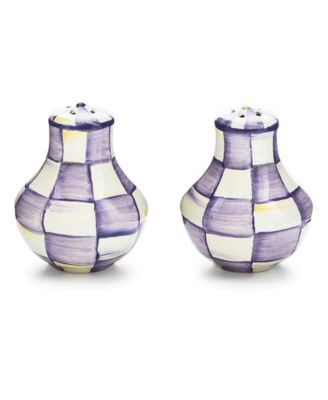 Violet Check Handmade 2-Pc. Salt and Pepper Shaker Set