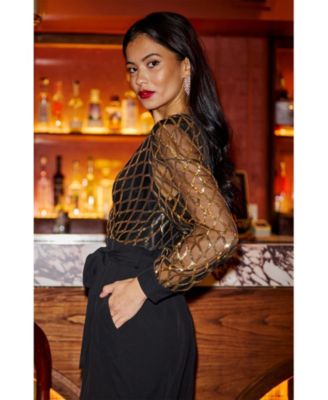 Women's Sequin Wrap Over Jumpsuit