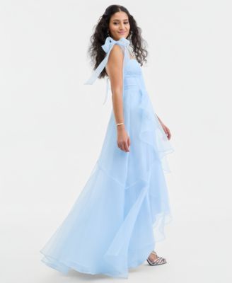 Juniors' Sweetheart-Neck Tie-Strap Bustier Gown 