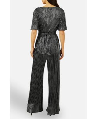 Women's Pleated Jumpsuit With V Neck