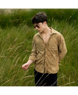 Men's Olive Green Faded Corduroy Oversized Shirt