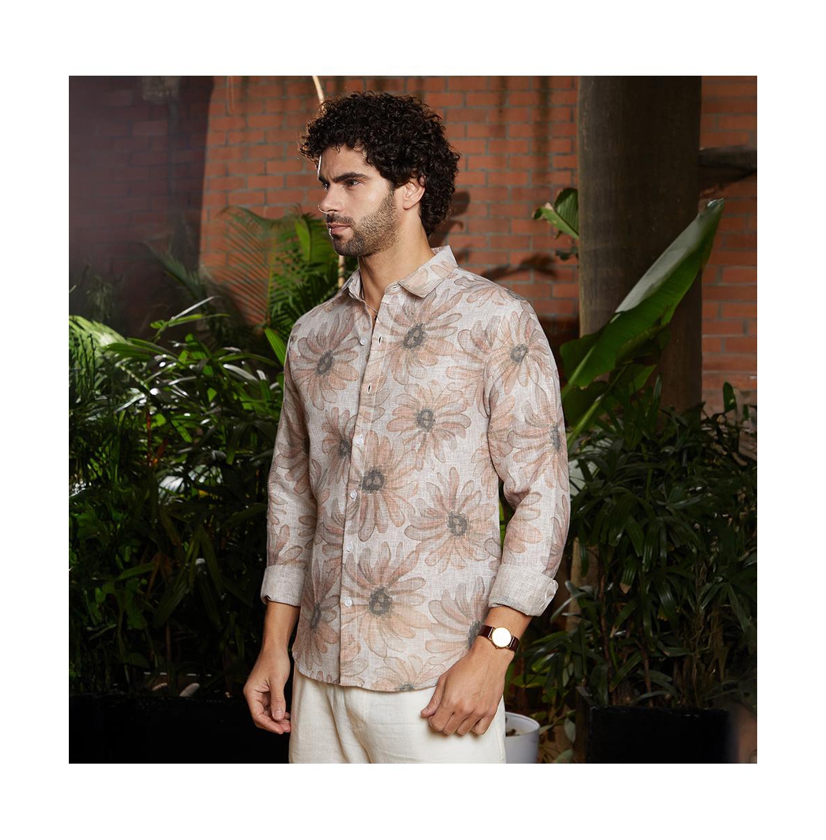 Campus Sutra Men's Chesntnut Brown Gloomy Daisy Shirt
